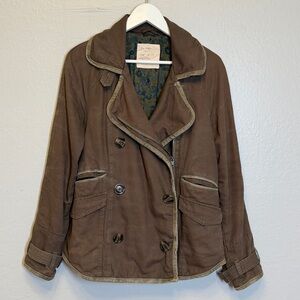 Free People 1970 Regimental Military Green Jacket Moto Utility Boho S